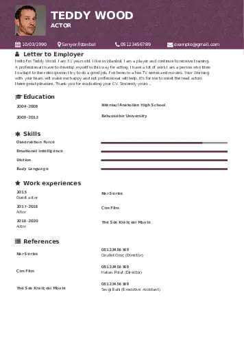 Actor resume example